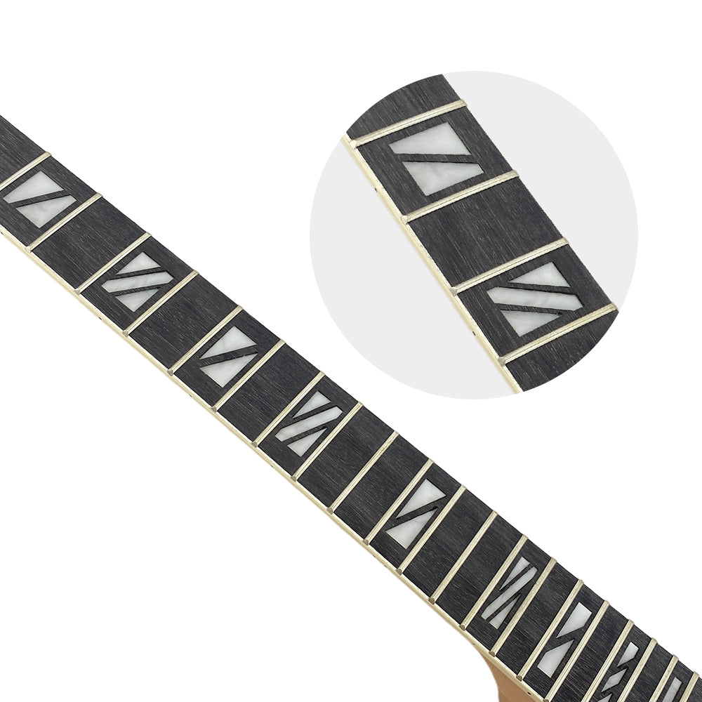 Yinfente Guitar Neck 22Frets 24.75inch mahogany Ebony Fretboard Customized Square Inlay with Binding Set in Heel for unfinished