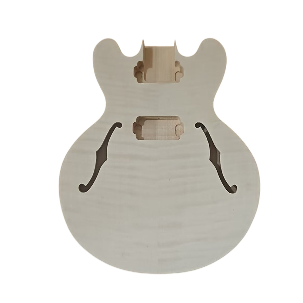 Yinfente 1Set Guitar Kit Neck 22fret 24.75inch dot inlays body Semi Hollow 339 Style not pickup and control holes