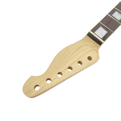 Yinfente Electric Guitar Neck 21 Fret 25.5 Inch Rosewood Fretboard Block Inlay Clear Paint for Build Guitar