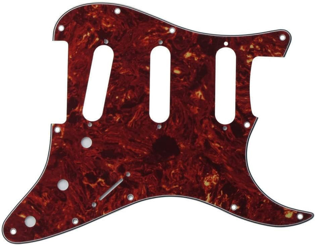11 Hole Strat Pickguard SSS 3 Single Coil Pickups Scratch Plate with Pickguard Screws, Silver Mirror Style (Red Paerl)