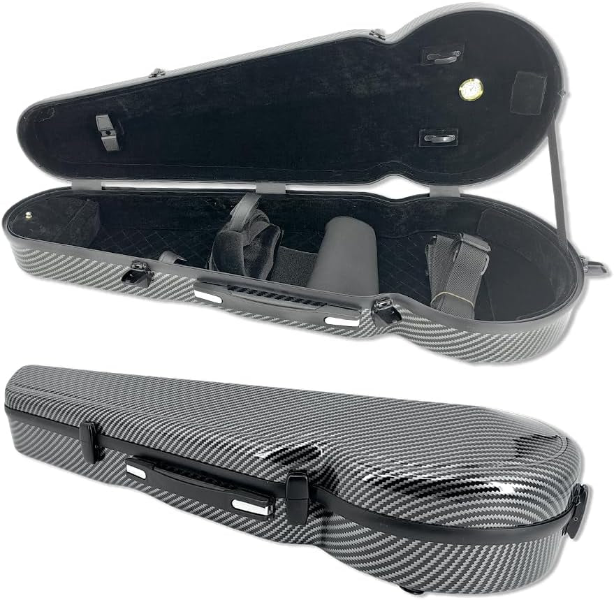 Carbon Fiber Viola Case for 15Inch to 16.5Inch with Adjustable Backstrap &Handle&Buckle Soft Interior and Hard Case for Beginner and Musicians