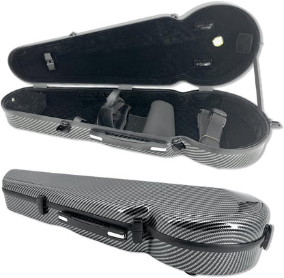 Carbon Fiber Viola Case for 15Inch to 16.5Inch with Adjustable Backstrap &Handle&Buckle Soft Interior and Hard Case for Beginner and Musicians