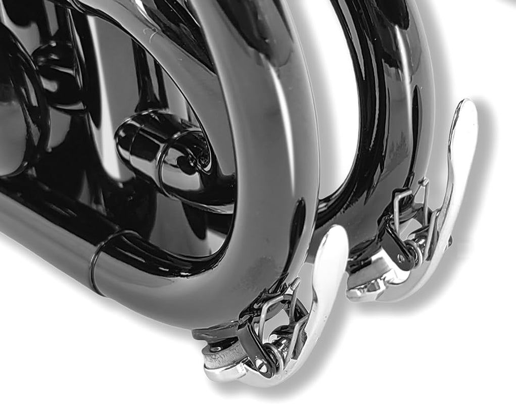 Brass Pocket Trumpet Bb Key Nickel Plated with Mouthpiece 7C, Cleaning Kit, Carrying Case, Gloves for Beginners/Students (Black)