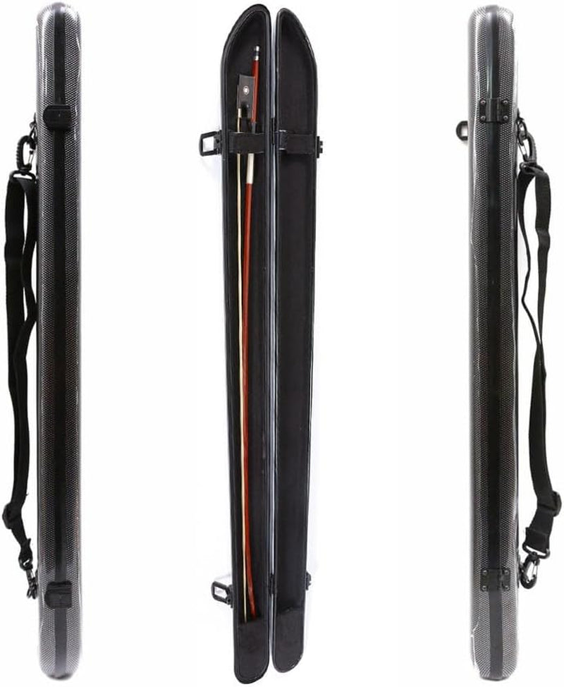 Carbon Fiber Violin Viola Cello Bow Case Hard Carrying Case Lightweight Violin Bow Box Hold 2Pcs Bow Nice Protection (Black)