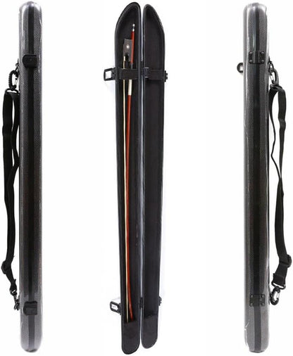 Carbon Fiber Violin Viola Cello Bow Case Hard Carrying Case Lightweight Violin Bow Box Hold 2Pcs Bow Nice Protection (Black)