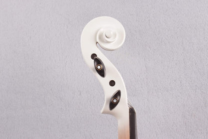 Electric Violin 4/4 Full Size Silent Violin Solid Wood with Violin Case Bow (White)