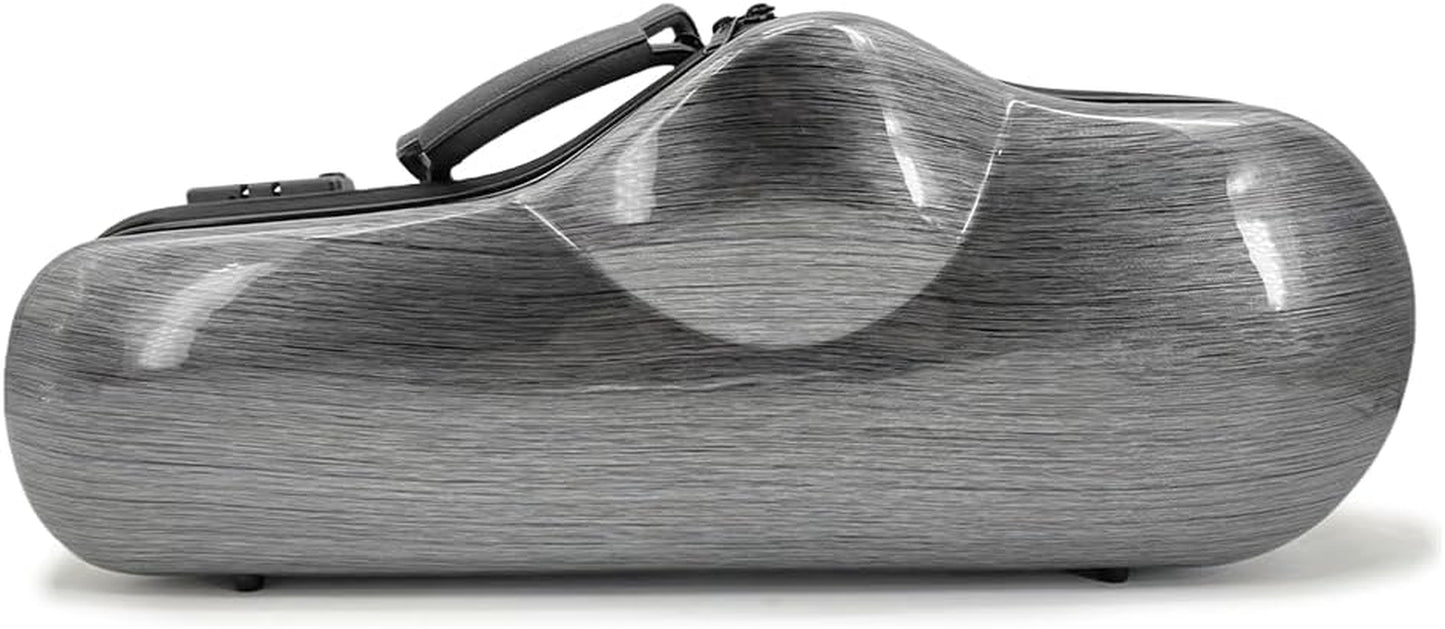 Composite Carbon Fiber Alto Saxophone Case - Lightweight, Durable, and Water-Resistant Protective Hard Case for Alto Sax with Comfortable Shoulder Strap and Plush Interior (Grey)