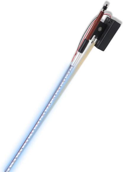 Brazilwood Violin Bow 4/4 Full Size with Blue LED Light Natural Mongolian Stallion Bow Hair Ebony Frog with Nice Pearl Inlay