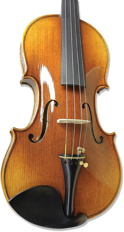 4/4 Full Size Acoustic Violin a Piece of Flame Maple Solid Wood Spruce Top Ebony Fittings 4 String with Case,Bow Handcrafted for Beginner