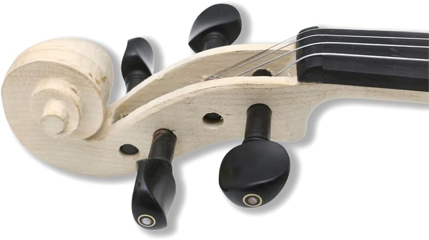 4 String Acoustic White Violin 4/4 Full Size Spruce Top,Maple Back and Sides,Ebony Fittings Unfinished for Student,Beginner Diy Handcrafted (Violin with Case and Bow)