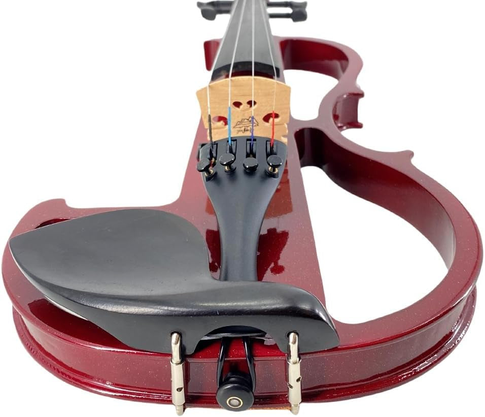 Electric Violin 4/4 Full Size Silent 4 String Student Beginner Violin Ebony Fittings with Case Bow Shoulder Rest Rosin Cable Headphone