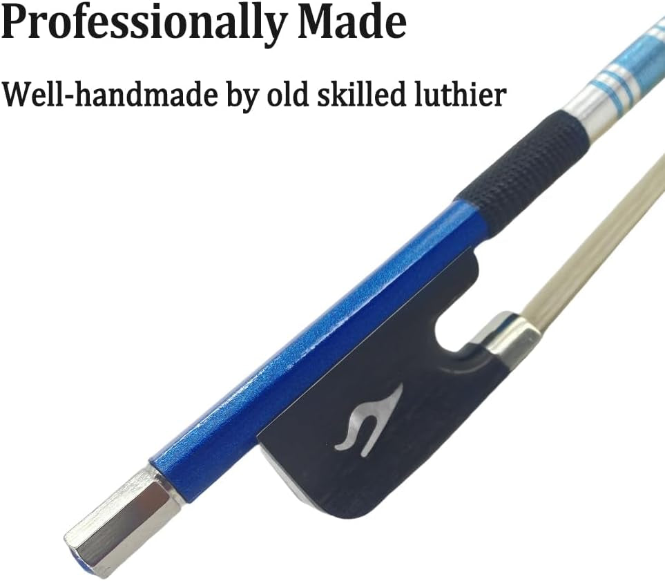 Cello Bow 4/4 Carbon Fiber Lightweight Well Balance Natural Mongolian Stallion Horse Ebony Frog with Nice Inlay Hand Crafted by Professional Master