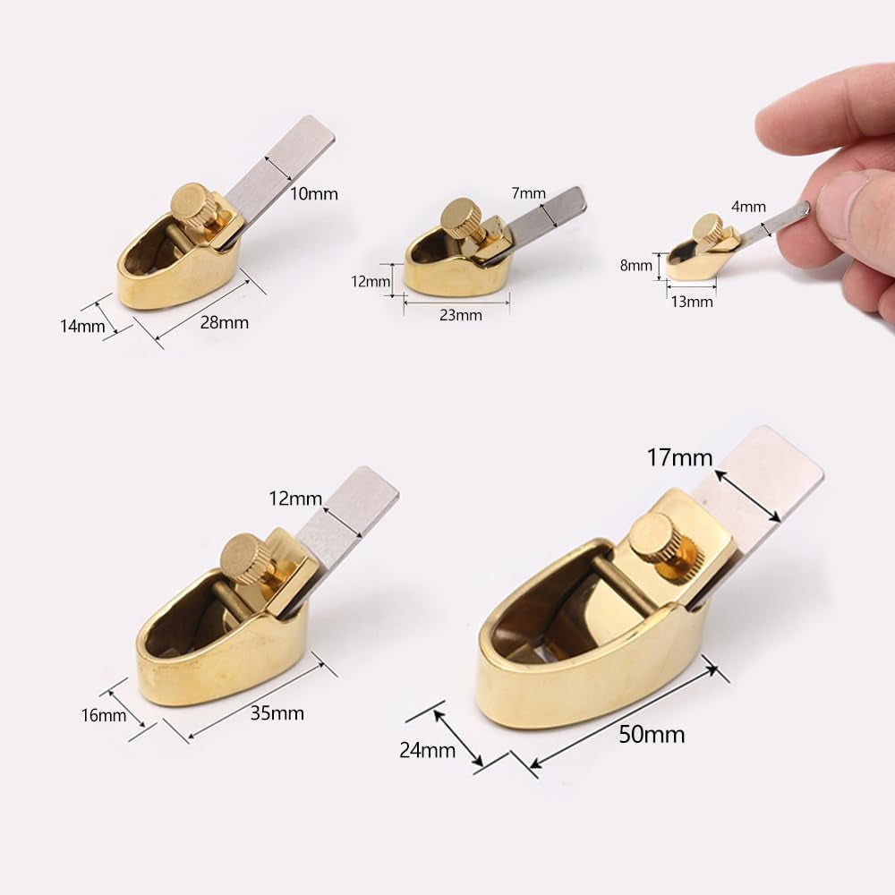 1 Set Brass Planes Luthier Woodworking Tool Violin/Viola/Cello Planes with Steel Blades,Flat Bottom Sharp and Durable (5 Pcs)