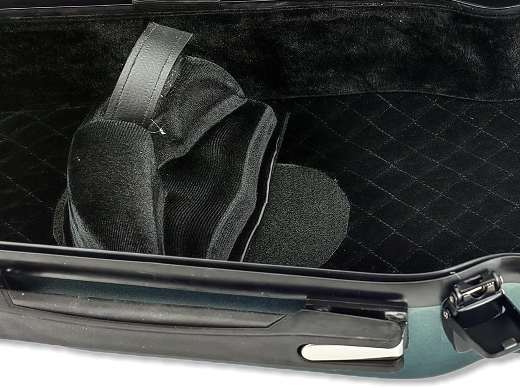 Viola Case 16 Inch, Carbon Fiber Hard Viola Case Backpack, Adjustable Neck Pad for Sizes 15-16.5 Inches, Thickened Lining, Built-In Hygrometer, with Sturdy Handle (Green)