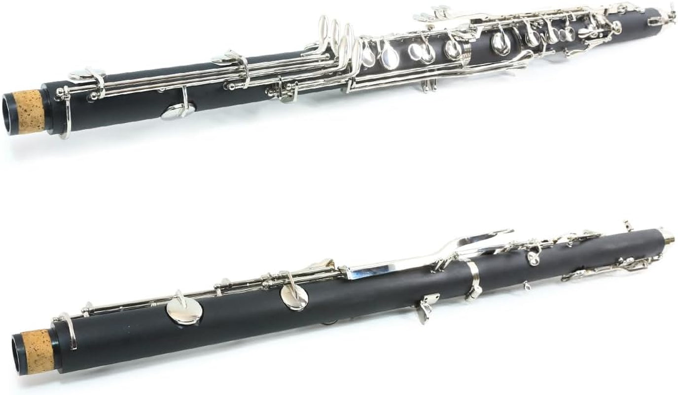 ABS Bass Clarinet Kits for Beginners Low E Bb Flat Clarinete Professional Silver Plated Keys Hard Case,Cleaning Kits,Gloves and Cork Grease