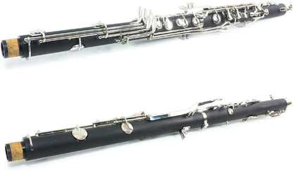 ABS Bass Clarinet Kits for Beginners Low E Bb Flat Clarinete Professional Silver Plated Keys Hard Case,Cleaning Kits,Gloves and Cork Grease