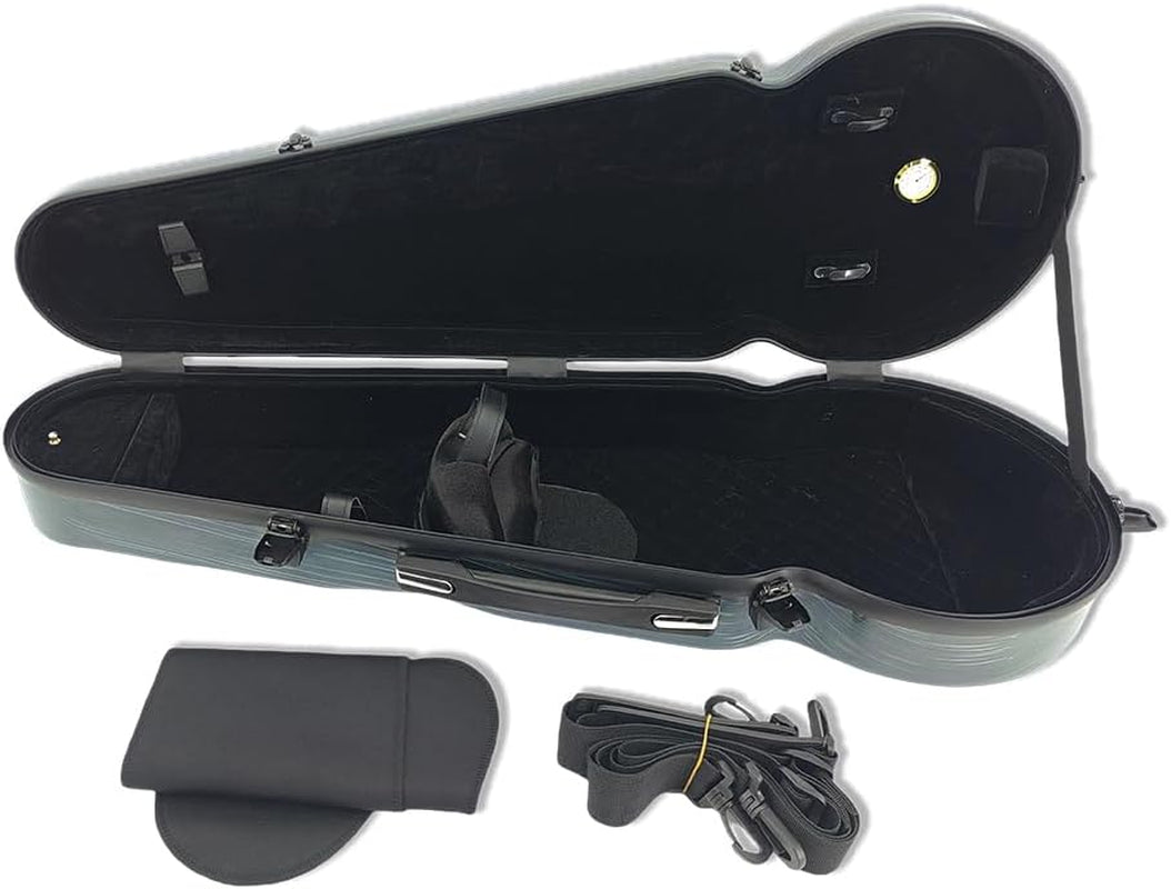 Viola Case 16 Inch, Carbon Fiber Hard Viola Case Backpack, Adjustable Neck Pad for Sizes 15-16.5 Inches, Thickened Lining, Built-In Hygrometer, with Sturdy Handle (Colourful)