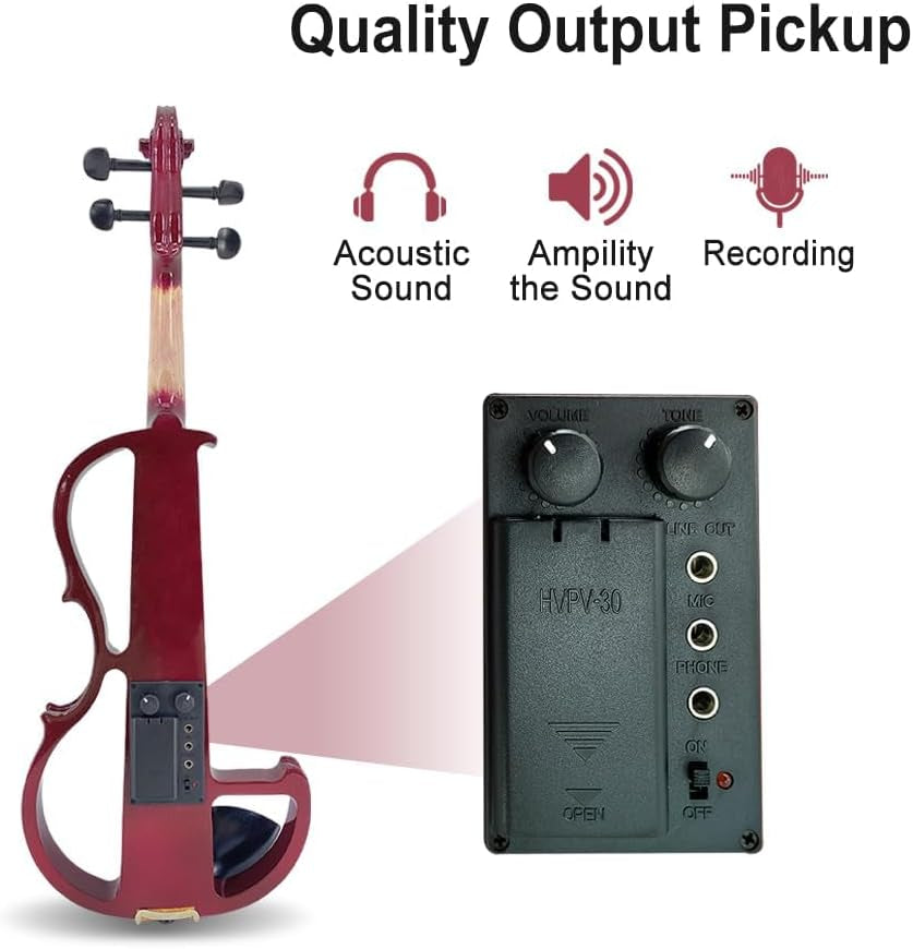 Electric Violin 4/4 Full Size Silent 4 String Student Beginner Violin Ebony Fittings with Case Bow Shoulder Rest Rosin Cable Headphone