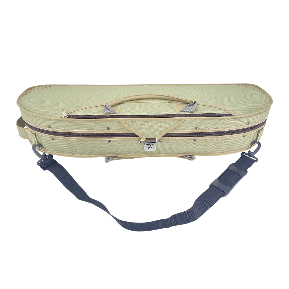 4/4 Violin Case Halfmoon Shape Lightweight with Hygrometer Shoulder Strap Padding Green Case