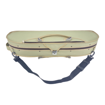 4/4 Violin Case Halfmoon Shape Lightweight with Hygrometer Shoulder Strap Padding Green Case