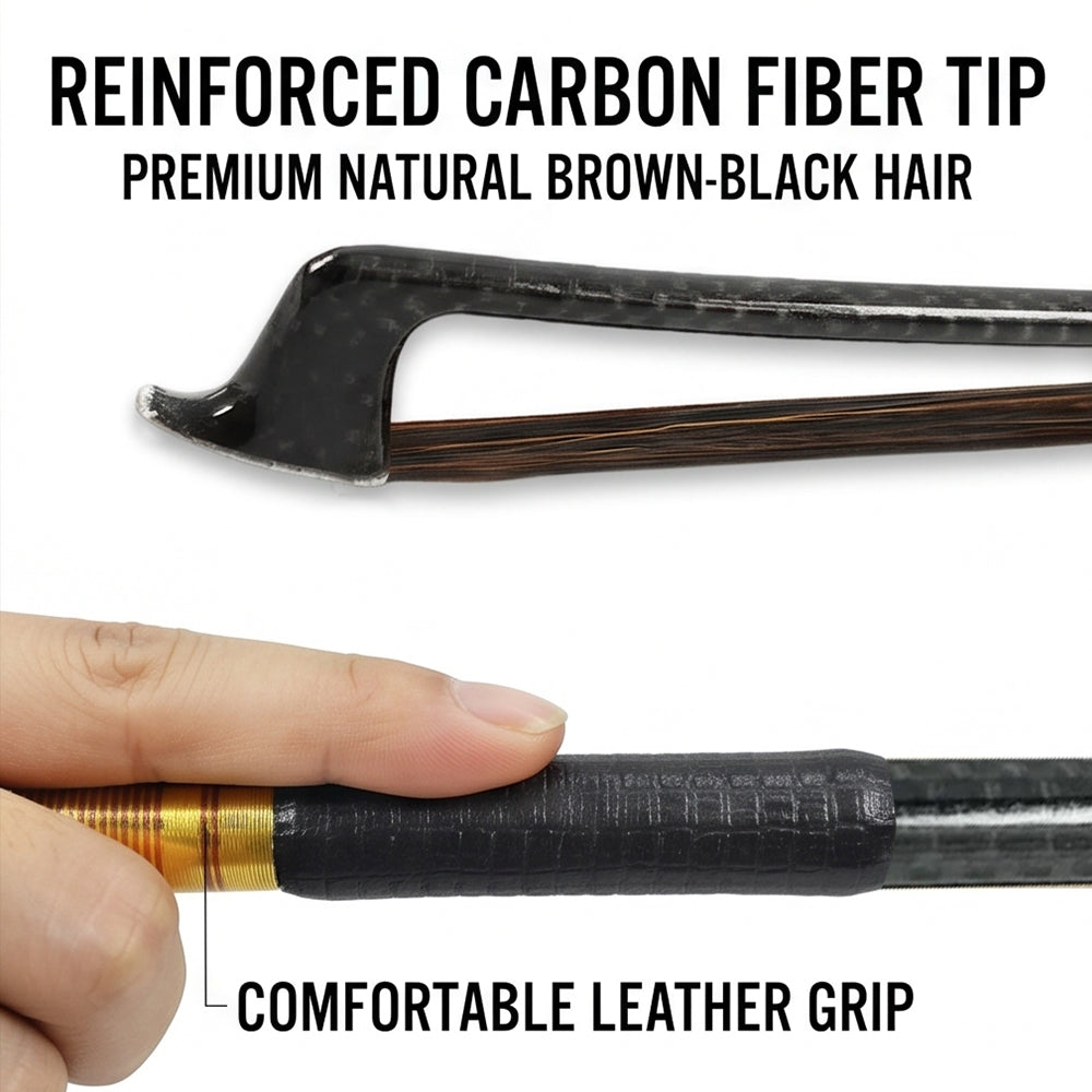 Yinfente 4/4 Carbon Fiber Violin Bow Snakewood Black Bow Horsehair Frog Violin Accessory