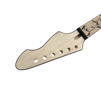 Yinfenter Electric Guitar Neck 22 Fret 25.5 Inch Scale Tree Vine Inlay Maple Wood Firebird Head Binding Bolt on DIY Guitar