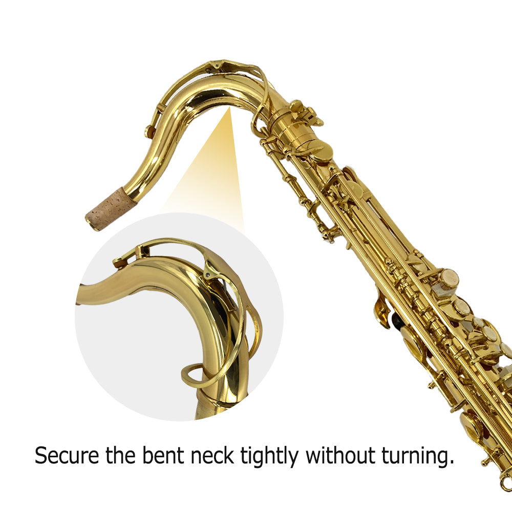 Yinfente Tenor Saxophone Complete Kit W/Case, Mouthpiece, 10Pc Reeds, Professional B Flat Tenor Sax, Gold Brass Lacquer, Rich, Warm Tone for Jazz & Classical, Ideal for Students to Pros（Golden）