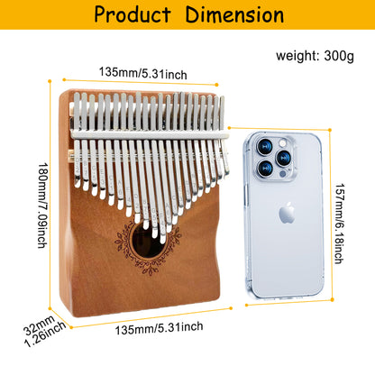 21 Keys Kalimba Thumb Piano Big Size Mahogany Finger Piano with Tuning Hammer，Instructions，Carrying Bag Gifts for Adults，Beginners