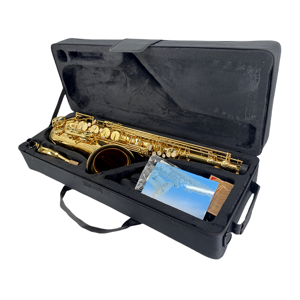 Yinfente Tenor Saxophone Complete Kit W/Case, Mouthpiece, 10Pc Reeds, Professional B Flat Tenor Sax, Gold Brass Lacquer, Rich, Warm Tone for Jazz & Classical, Ideal for Students to Pros（Golden）