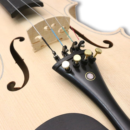 4 String Acoustic White Violin 4/4 Full Size Spruce Top,Maple Back and Sides,Ebony Fittings Unfinished for Student,Beginner Diy Handcrafted (Violin with Case and Bow)