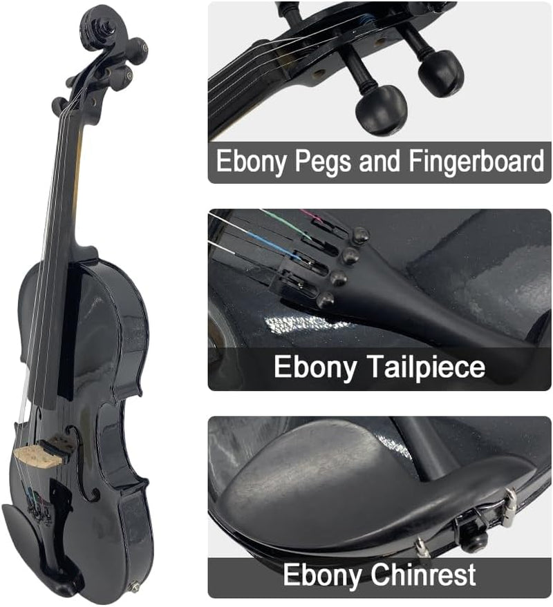 Acoustic Electric Violin 4/4 Full Size Violin Profesional 4 String Maple Spruce for Student,Violin for Beginners with Case,Brazilwood Bow,Cable,Cleaning Cloth,Rosin