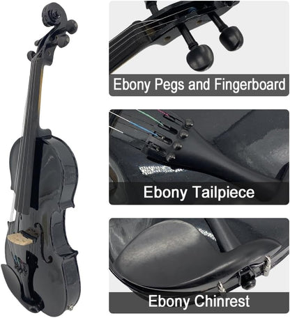 Acoustic Electric Violin 4/4 Full Size Violin Profesional 4 String Maple Spruce for Student,Violin for Beginners with Case,Brazilwood Bow,Cable,Cleaning Cloth,Rosin