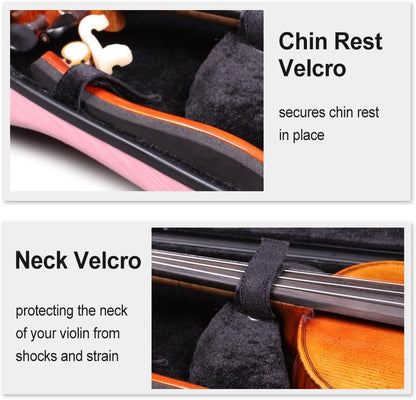 Violin Case 4/4 Full Size 1.9Kg Carbon Fiber Half round Shape Viloin Bag with Strap Combination Lock and Accessories Bag Pink