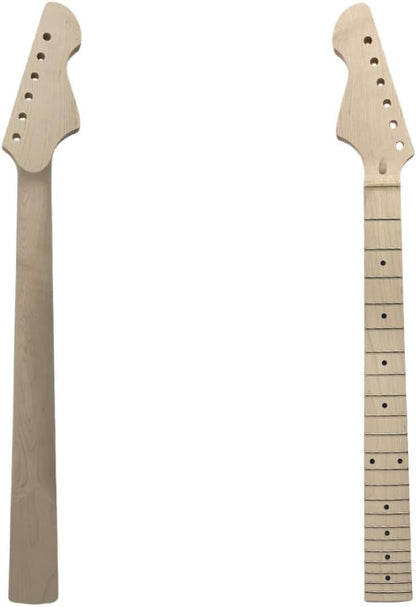 Reverse Electric Guitar Neck 22Fret 25.5Inch Maple Fretboard Dot Inlay Bolt on Left Hand Guitar Neck Replacement Unfinished
