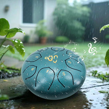 Steel Tongue Drum 6 Inches 8 Notes, Rain Drum for outside with Music Book, Drum Mallets Meditation Rain Chime, Musical Instruments for Family, Friends