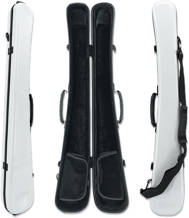 Carbon Fiber Upright Bass Bow Case for Geman French Double Bass Bow Hold 2Pcs Bows Hard Bow Case White