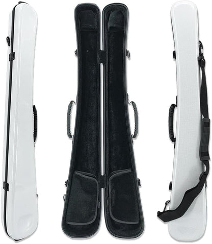 Carbon Fiber Upright Bass Bow Case for Geman French Double Bass Bow Hold 2Pcs Bows Hard Bow Case White