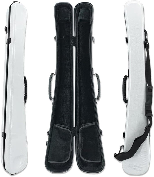 Carbon Fiber Upright Bass Bow Case for Geman French Double Bass Bow Hold 2Pcs Bows Hard Bow Case White