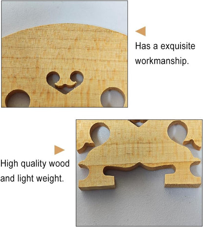 10 Pcs Baroque Style Violin Bridge 4/4 Full Size,Maple Solid Wood Finer Grade Hand-Carved Violin Parts Replacement (Style-C)