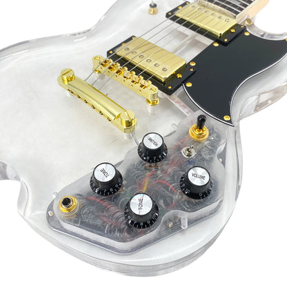 Yinfente LED Light Electric Guitar Transparent Acrylic Body Crystal Guitar Maple Neck Sweet Tone