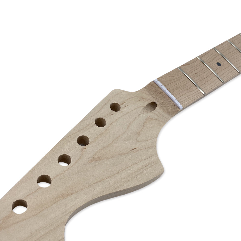 Yinfente Reverse Electric Guitar Neck 22Fret 25.5Inch Maple Fretboard Dot Inlay Bolt on Left Hand Guitar Neck Replacement Unfinished