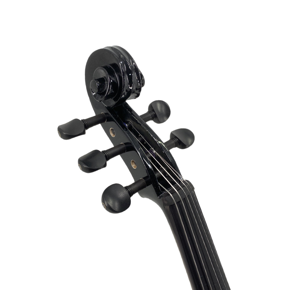 Yinfente 16Inch Silent Electric Viola Solid Wood 5 String with Ebony Fittings Hard Case Brazilwood Bow AUX Cable Cleaning Cloth Extra Strings Shoulder Rest Black FCGDA
