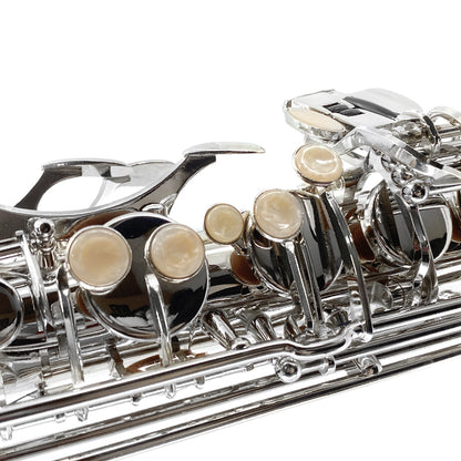 Yinfente Bb Tenor Saxophone Professional Beginner Kit B Flat Sax Complete Set with Case Reeds Cleaning Cloth Neck Straps Mouthpiece Silver
