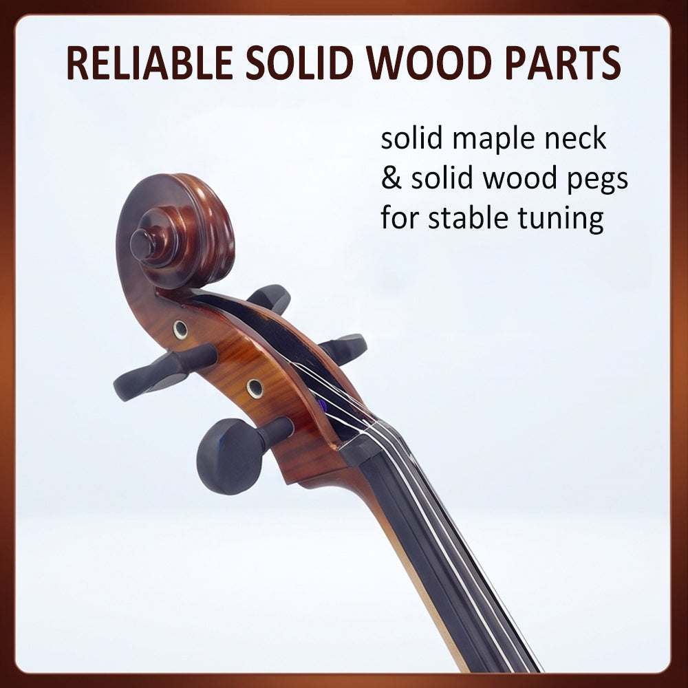 Yinfente 1/8 Cello for Beginner Student and Adult 4-String Acoustic Cello kit with Brazilwood Bow Soft Bag Rosin and Bridge