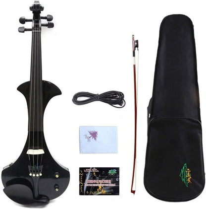 Electric Violin 4/4 Hand Made Ebony Fittings Full Size Violin Case Bow