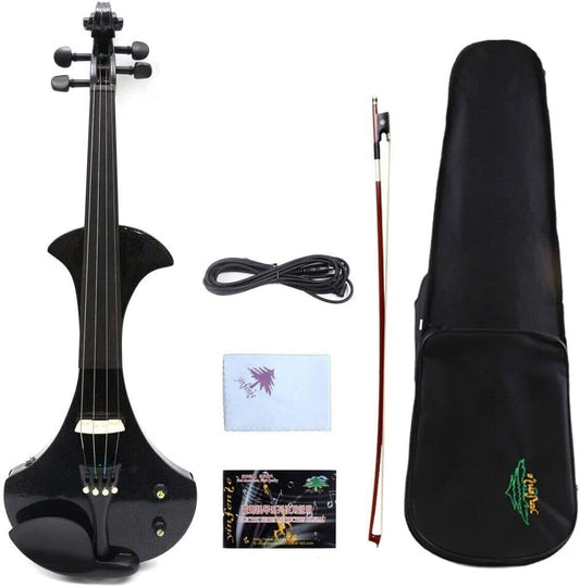 Electric Violin 4/4 Hand Made Ebony Fittings Full Size Violin Case Bow