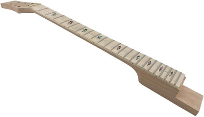 Electric Guitar Neck 22 Fret 24.75 Inch Mahogany Wood with Maple Fretboard Nice Inlay Set in Heel DIY Guitar Project Replacement