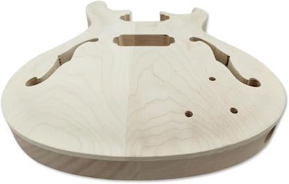 Mahogany Maple Cap Curved Top Semi Hollow Guitar Body Set in Pocket DIY Replacement