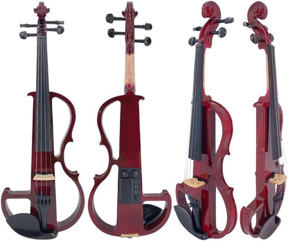 Electric Violin 4/4 Full Size Silent 4 String Student Beginner Violin Ebony Fittings with Case Bow Shoulder Rest Rosin Cable Headphone