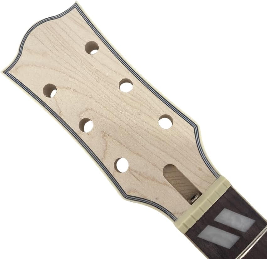 Electric Guitar Neck 22 Fret 24.75 Inch Maple Rosewood Fretboard Diamond Inlay Replacement Binding Head Stock Bolt on Heel